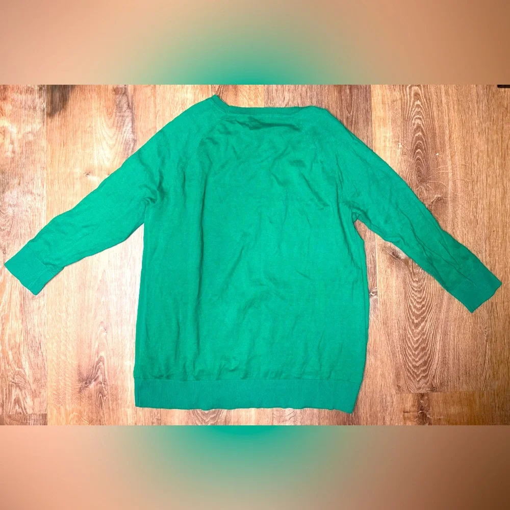 LOFT Green Raglan Sleeve Knit Sweatshirt Women’s Small Lightweight Pullover
